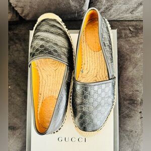 Gucci Black Leather Espadrilles for Women